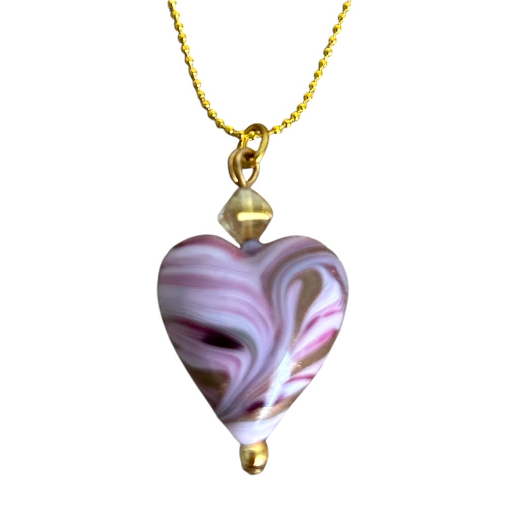 Murrina Murano Made in Italy Glass Heart Pendant
Necklace 18”+3” NWT